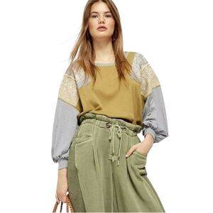 Free People Bohemian Feelin It Patchwork Oversized Slouchy Tee Top Small